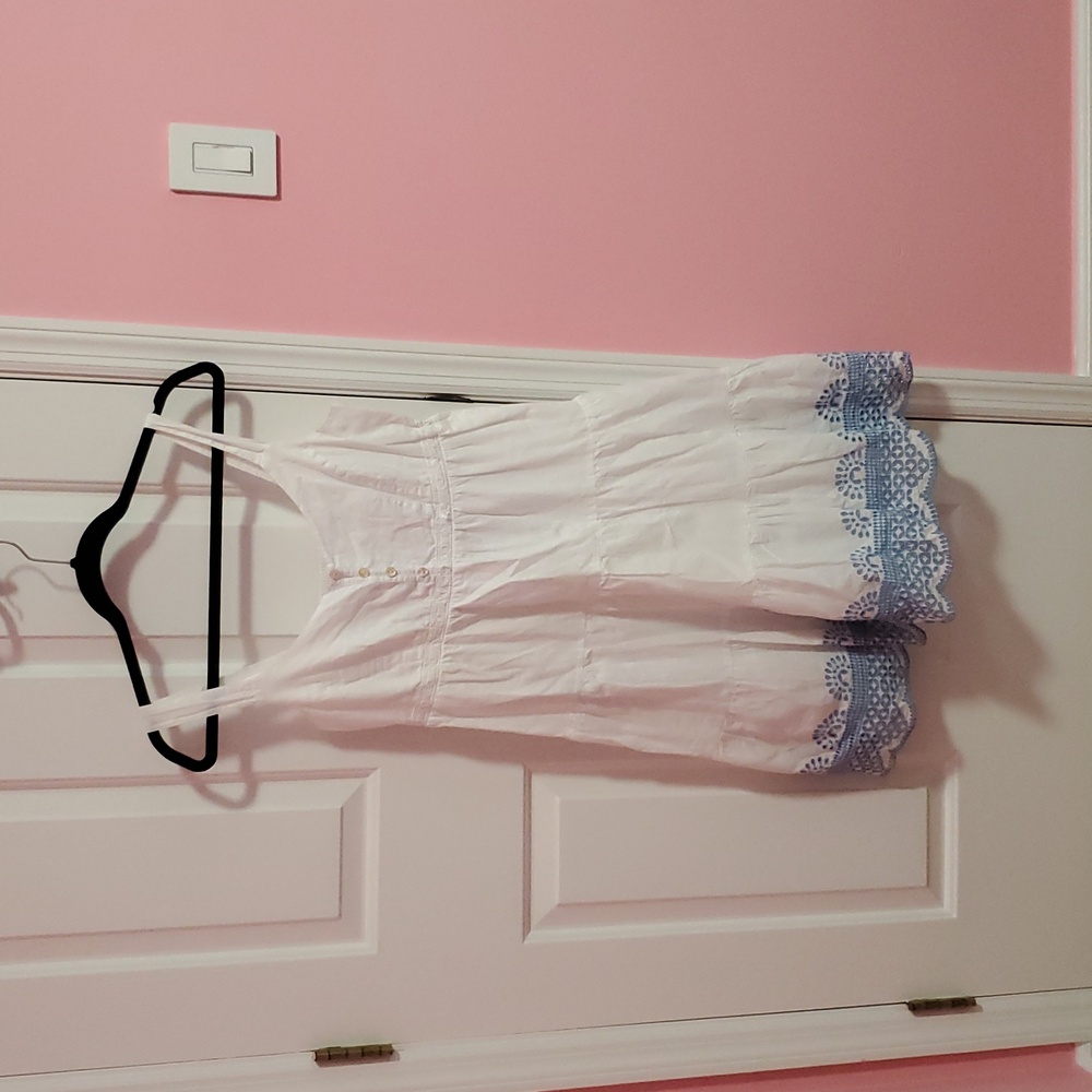Seraphine White And Blue Maternity Flowy Dress
